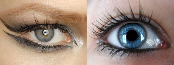 Голубые глаза против карих глаз, против зеленых глаз и против серых глаз